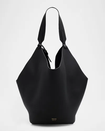 Khaite Lotus Medium Pebbled Leather Tote Bag In Black