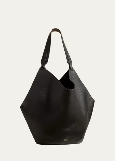 Khaite Lotus Medium Pebbled Leather Tote Bag In Black