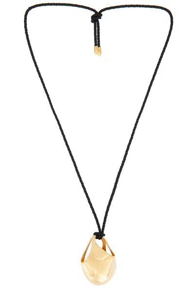 Khaite Lotus Medium Leather And Gold-plated Necklace In Black