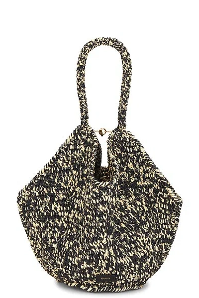 Khaite Lotus Medium Raffia Tote Bag In Black