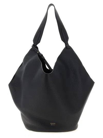 Khaite 'lotus Medium' Shopping Bag In Black