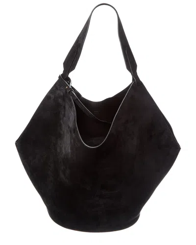 Khaite Lotus Medium Suede Tote In Black