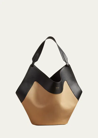 Khaite Lotus Medium Tote Bag In Black Honey