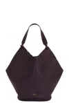 Khaite Medium Lotus Leather Tote In Rouge Noir
