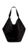 Khaite Lotus Medium Suede Tote In Black