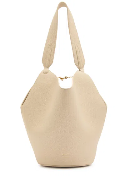 Khaite Lotus Mini Grained Leather Tote Bag In White