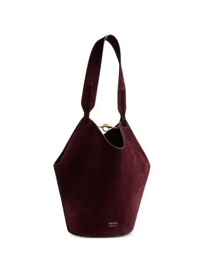 Khaite Lotus Mini Leathe Bucket Bag In Bordeaux