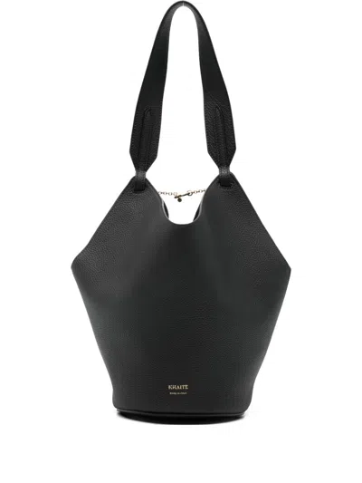 Khaite Lotus Mini Leather Bucket Bag In Black