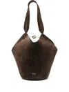 Khaite Distinctive Brown Calfskin Leather Tote With Gold Chain Detail In Brown