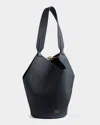 Khaite Lotus Mini Pebble Leather Tote Bag In Black