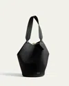 Khaite Lotus Mini Pebble Leather Tote Bag In Black
