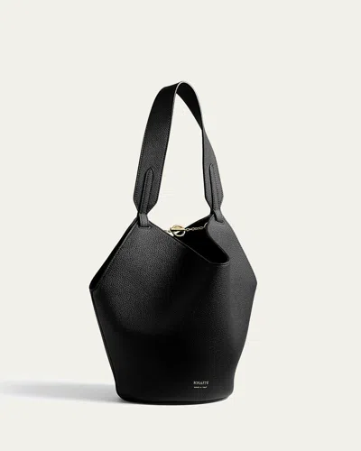Khaite Lotus Mini Pebble Leather Tote Bag In Black