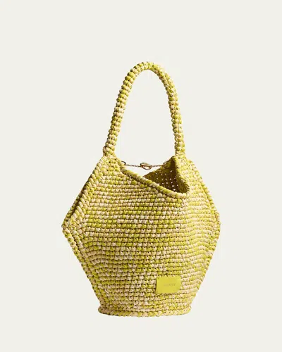 Khaite Lotus Mini Raffia Top-handle Bag In Yellow