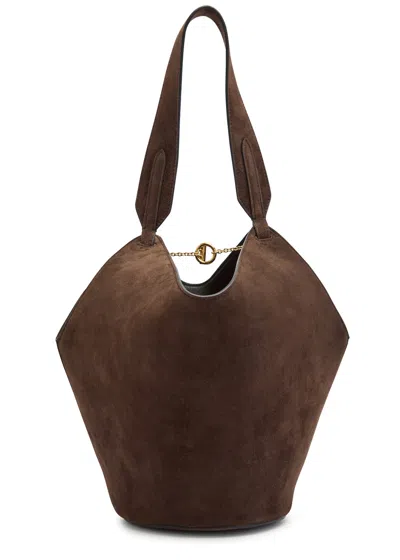Khaite Lotus Mini Suede Tote Bag In Brown