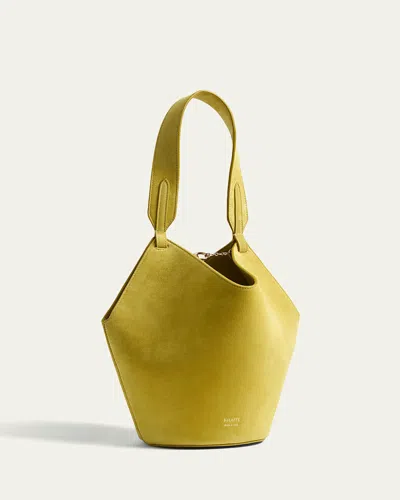Khaite Lotus Mini Suede Tote Bag In Green