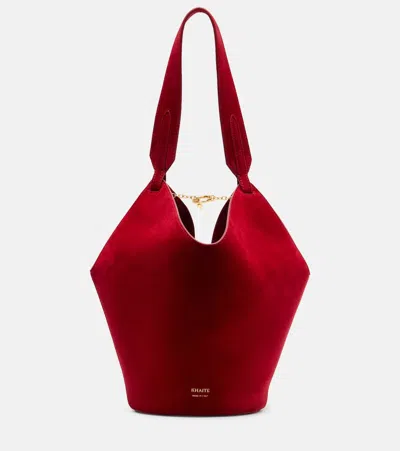 Khaite Lotus Mini Suede Tote Bag In Red