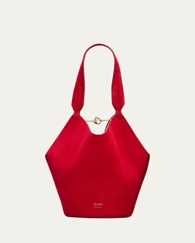 Khaite Lotus Mini Suede Tote Bag In Red