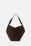 Khaite Distinctive Brown Calfskin Leather Tote With Gold Chain Detail In Brown