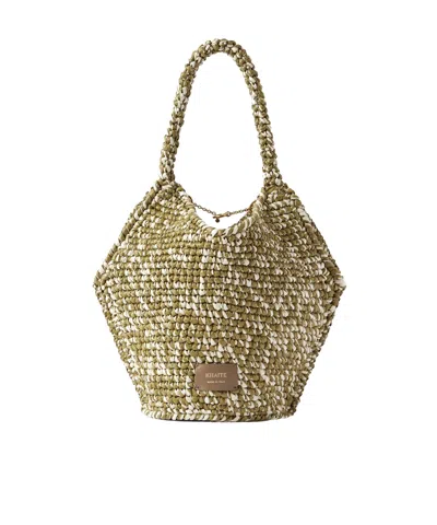 Khaite Lotus Mini Woven Tote In Green