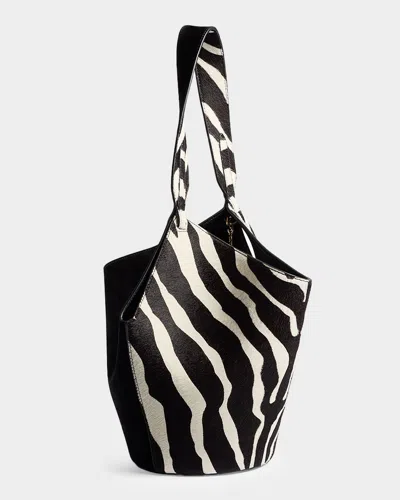 Khaite Lotus Mini Zebra-print Calf Hair And Leather Tote Bag