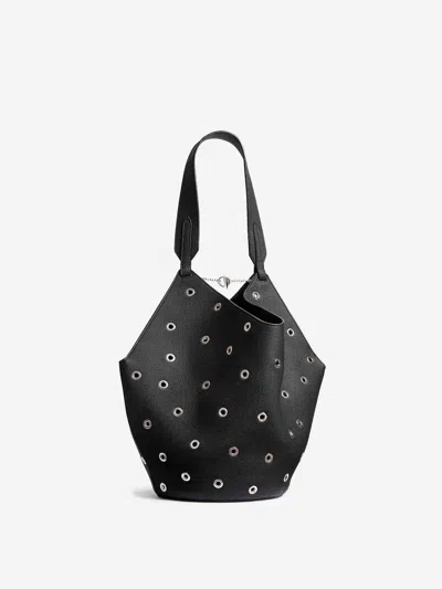 KHAITE KHAITE LOTUS SMALL BLACK PERFORATED BAG