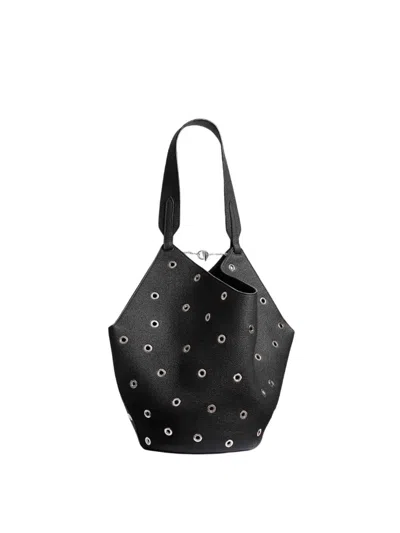 Khaite Lotus Small Black Perforated Bag