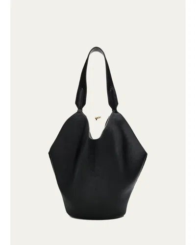 Khaite Lotus Small Calf Hair Tote Bag In Black