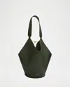 Khaite Womens Bottle Green Lotus Small Leather Tote Bag