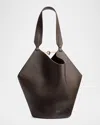 Khaite Small Lotus Leather Top Handle Bag In Dark Brown