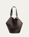 Khaite Small Lotus Leather Top Handle Bag In Dark Brown