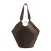 Khaite Distinctive Brown Calfskin Leather Tote With Gold Chain Detail In Black