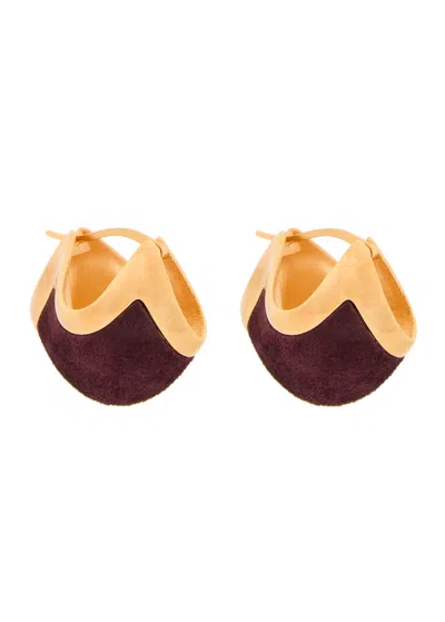 Khaite Lotus Gold-plated And Suede Drop Earrings