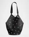Khaite Lotus Small Tote Black Pebbled Leather With Grommets In Black