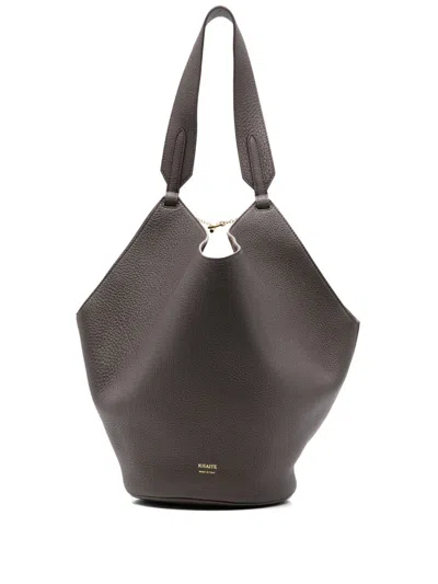 Khaite Lotus Small Textured-leather Tote In Brown