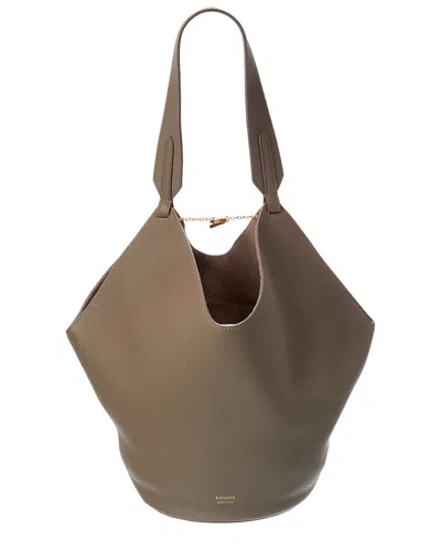 Khaite Lotus Small Leather Tote Bag In Gray
