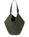 Khaite Womens Bottle Green Lotus Small Leather Tote Bag