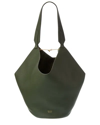 Khaite Womens Bottle Green Lotus Small Leather Tote Bag