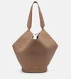 Khaite Lotus Small Leather Tote Bag In Brown