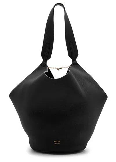 Khaite Lotus Small Leather Tote In Burgundy