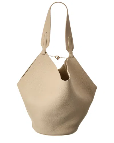 Khaite Lotus Small Leather Tote In Neutral