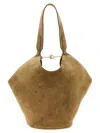 Khaite Lotus Small Suede Tote Bag In Nude
