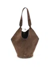 Khaite Brown Calf Leather Bos Taurus Shoulder Bag In Multi