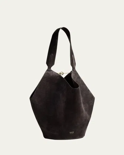 Khaite Lotus Small Suede Tote Bag In Brown