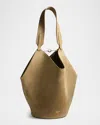 Khaite Lotus Small Suede Tote Bag In Brown