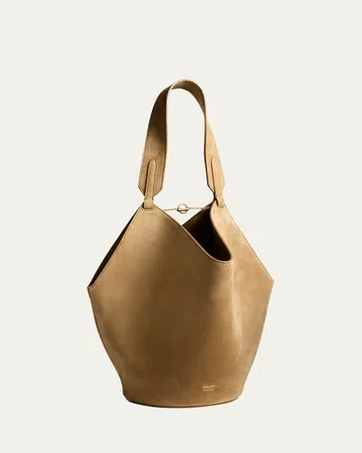 Khaite Lotus Small Suede Tote Bag In Mud