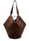 Khaite Lotus Small Suede Tote In Brown