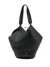 Khaite Lotus Small Textured-leather Tote In Black