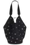 Khaite Lotus Small Embellished Textured-leather Tote In Black
