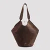 Khaite Distinctive Brown Calfskin Leather Tote With Gold Chain Detail In Brown