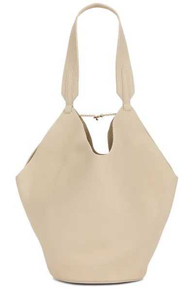 Khaite Womens Lotus Small Leather Tote Bag Dark Ivory